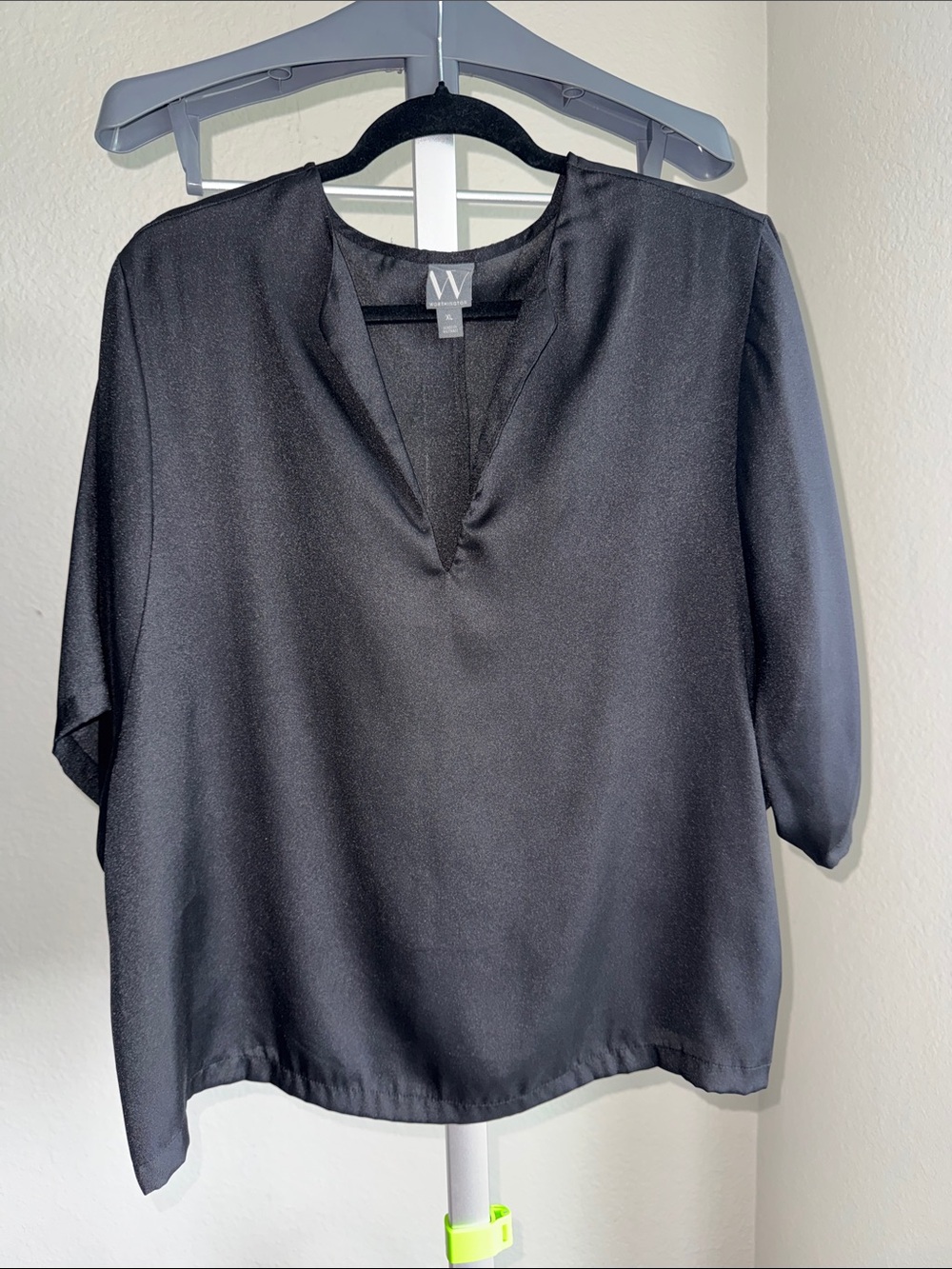 Worthington Black V-Neck Silk-Blend Women's Top
